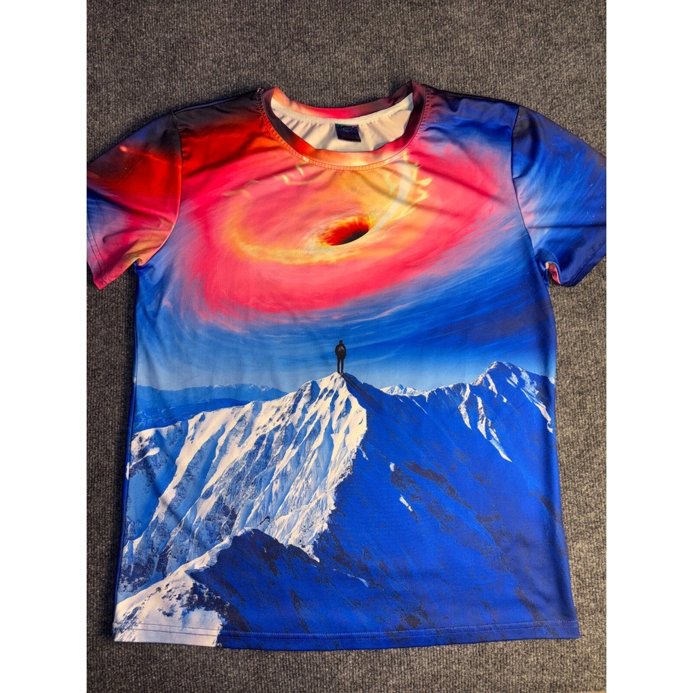 Laidipas Shirt Mens M Multi Galaxy Dramatic Landscape Graphic Crew Neck Pullover